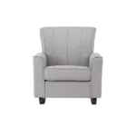 Wooden Frame Gray Linen Rocking Chair of Metal Legs Ideal for Living Room & Bedroom