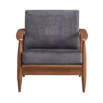 Modern Charcoal Fabric Accent Chair of Wooden Frame & Legs  With Brown Finish Ideal For  Living Room Bedroom.