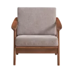 Modern Light Brown Fabric Accent Chair of Wooden Frame & Legs  With Brown Finish Ideal For  Living Room Bedroom.