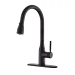 Matte Black Single-Handle Pull-down Deck Mount Kitchen Sink Faucet with Three-Function Sprayhead
