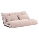 Metal frame Beige Adjustable Folding Futon Sofa For Reading , Sleeping, Video Gaming with Two Pillows