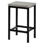 Modern Gray 4 Piece Dining Set Rectangular Long Bar Table With 3 Stools of Metal Frame For Dining Room