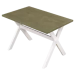 Modern Gray Green And White Rectangular Dining Table with Wooden X-shape Legs For Dining Room