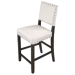 Modern Rustic Espresso and Beige Fabric Set of 2 Solid Back Dining Chairs of Wooden Frame And Legs for Small Spaces
