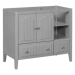 36" Bathroom Vanity Base Only, Solid Wood Frame and MDF Boards, Gray