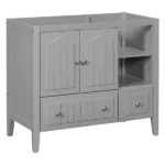 36" Bathroom Vanity Base Only, Solid Wood Frame and MDF Boards, Grey