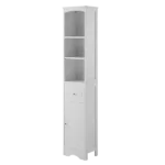 Tall Bathroom Cabinet, Freestanding Storage Cabinet with Drawer, MDF Board, Adjustable Shelf, White