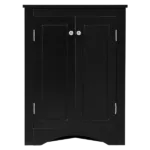 Black Triangle Bathroom Storage Cabinet with Adjustable Shelves, Freestanding Floor Cabinet for Home Kitchen