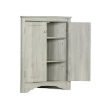 Open Style Shelf Cabinet with Adjustable Plates Ample Storage Space Easy to Assemble, Oak