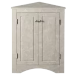 White Marble Triangle Bathroom Storage Cabinet with Adjustable Shelves, Freestanding Floor Cabinet for Home Kitchen
