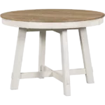 Modern Oak Natural Wood And Antique White Round Extendable Dining Table For Dining Room