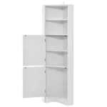 White  MDF Board Freestanding Storage Tall Bathroom Corner Cabinet with Doors and Adjustable Shelves