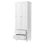 Storage Cabinet with Two Doors for Bathroom, Office, Adjustable Shelf, MDF Board, White