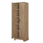 Storage Cabinet with Two Doors for Bathroom, Office, Adjustable Shelf, MDF Board, Brown