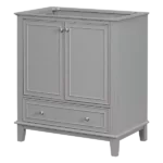 30" Bathroom Vanity without Sink, Base Only, Multi-functional Bathroom Cabinet with Doors and Drawer, Solid Frame and MDF Board, Gray