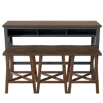 Modern Walnut Warmth  4-Piece Dining Set Rectangular Table With 3 Stools Perfect for Small Spaces