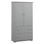 Elegantly Crafted Grey Freestanding Bathroom Storage Cabinet: Stylish Wide Design with Two Drawers, Adjustable Shelf, and MDF Painted Finish