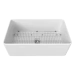 White Ceramic 36 in. Single Bowl Kitchen Sink with Bottom Grid and Strainer
