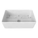 White Ceramic 36 in. Single Bowl Kitchen Sink with Bottom Grid and Strainer