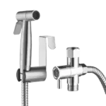 Single-Handle Bidet Faucet with Sprayer Holder in Silver Color