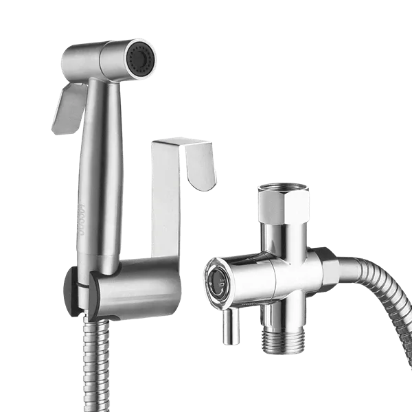 Single-Handle Bidet Faucet with Sprayer Holder in Silver Color
