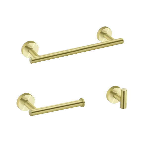 3-Piece Bath Hardware Set with Towel Bar, Toilet Paper Holder and Towel Hook in Gold