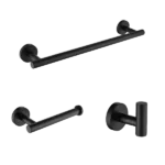 3-Pieces Wall Mounted Stainless Steel Bath Hardware Set in Matte Black