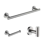 3-Piece Bath Hardware Set with Towel Bar, Toilet Paper Holder and Towel Hook in Brushed Nickel