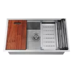 Stainless Steel 32 in. Single Bowl Workstation Kitchen Sink With Modern Design