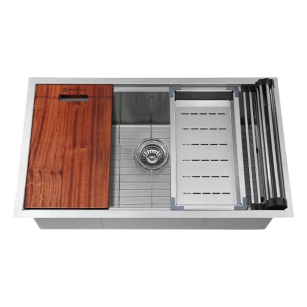 Stainless Steel 32 in. Single Bowl Workstation Kitchen Sink With Modern Design