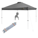 10 ft. Width x 10 ft. Length Pop Up Portable Folding Instant Canopy Tent With Roller Bag in Gray Color