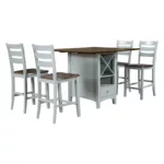 Antique Graywash 6-piece Wooden Farmhouse Rustic Dining Table set with Cross Back 4 Chairs and Bench Ideal For Dining Room
