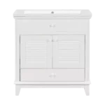 30" Bathroom Vanity with Sink, Bathroom Cabinet with Two Doors and One Drawer, White