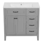 36" Bathroom Vanity with Sink Combo, Bathroom Cabinet with Drawers, Solid Frame and MDF Board, Gray