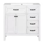 36" Bathroom Vanity with Sink Combo, White Bathroom Cabinet with Drawers, Solid Frame and MDF Board
