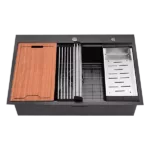 Workstation 33 in. L x 22 in. W Matt Black 16-Gauge Stainless Steel Drop-In Kitchen Sink