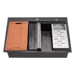 Workstation 33 in. L x 22 in. W Matt Black 16-Gauge Stainless Steel Drop-In Kitchen Sink