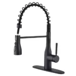 Matte Black Pull-down Deck Mount Kitchen Sink Faucet with Three-Function Sprayhead