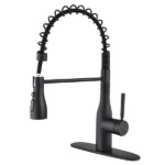 Matte Black Pull-down Deck Mount Kitchen Sink Faucet with Three-Function Sprayhead
