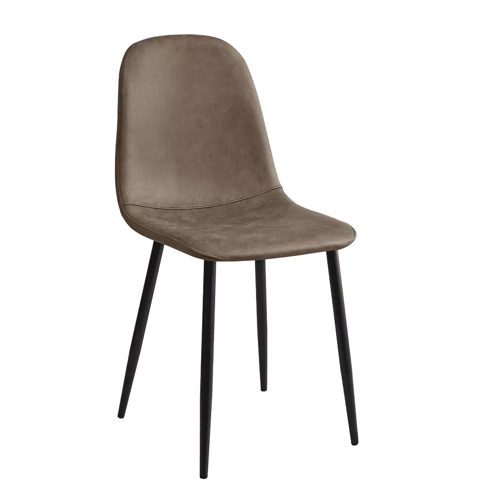 Modern Gray Leather Upholstered Dining Chair with Black Gold Legs For Dining Room