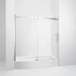48" in W x 76" Aluminium Frameless Bypass Sliding Shower Door With Chrome Look