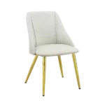 Modern 2 pcs White Side Chair with Golden Stainless Steel Legs