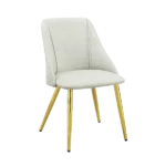 Modern 2 pcs White Side Chair with Golden Stainless Steel Legs