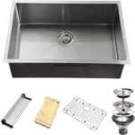 34-Inch 16 Gauge Undermount Single Bowl Stainless Steel Kitchen Sink with Accessories