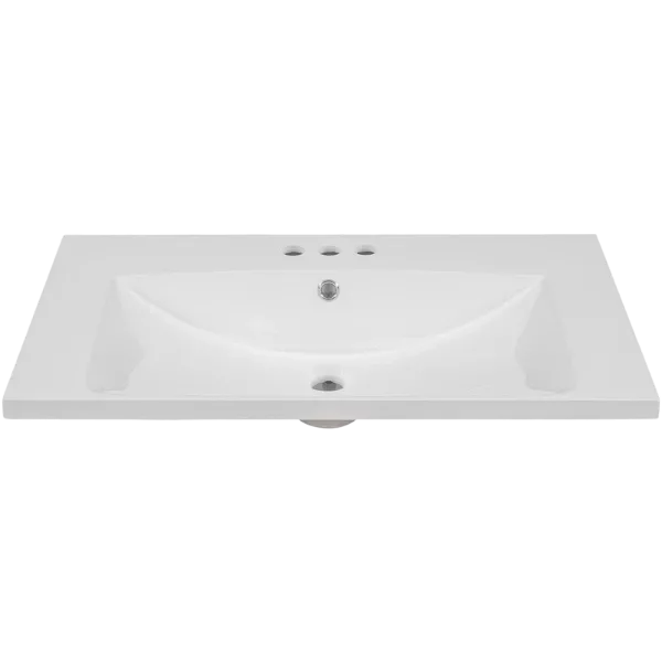 36" Single Bathroom Basin Sink,  Vanity Top Only, 3-Faucet Holes, Resin