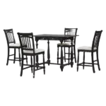 Modern Espresso 5 Piece Dining Set Rectangular Wooden Table With Storage Drawers And 4 Upholstered Chairs For Dining Room