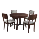 Espresso Rustic 42 inch Round Dining Table Set with Cross Legs and 4 Chairs for Small Places