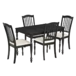 Espresso Mid-Century 5-Piece Extendable Dining Table Set  With 15inch Butterfly Leaf  And 4 Dining Chairs For Dining Room
