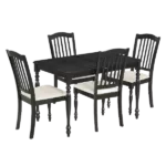 Espresso Mid-Century 5-Piece Extendable Dining Table Set  With 15inch Butterfly Leaf  And 4 Dining Chairs For Dining Room