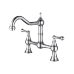 Double Handle Widespread Kitchen Faucet With Traditional Handles in Chrome